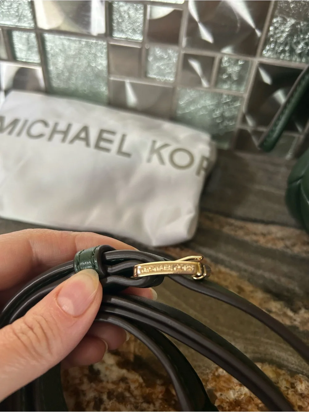 Michael Kors Green Women's Cross body Bag with Gold Chain